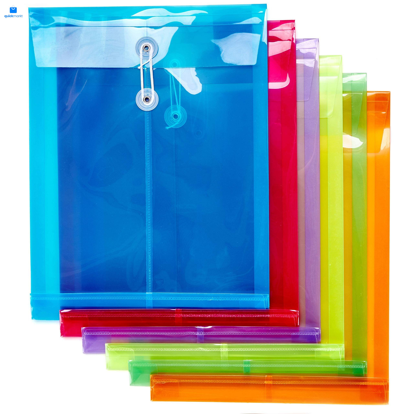 6 Pack Plastic Envelopes Poly Expandable Assorted Colors 6