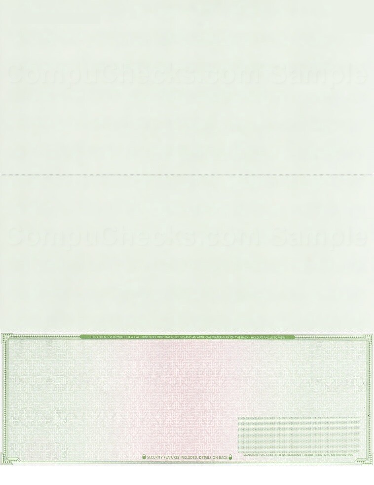 2000 “High Security” Computer Check Paper – Check on Bottom – Green/Red Mazed