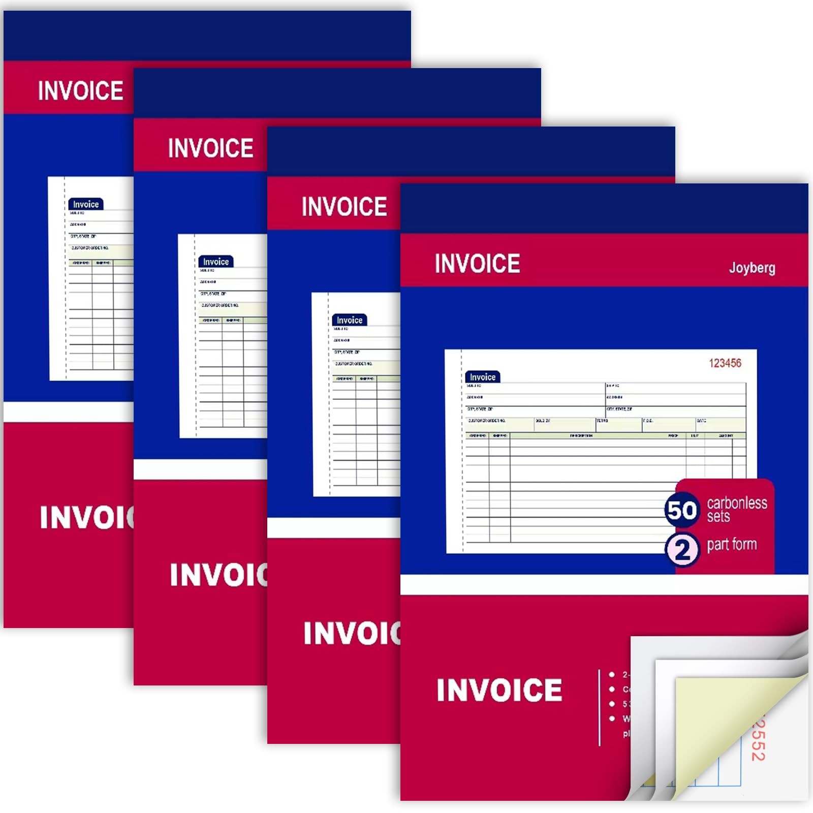 4 Packs Invoice Book for Small Business 2-Part Carbonless, 5-1/8”x7-29/32” Re…