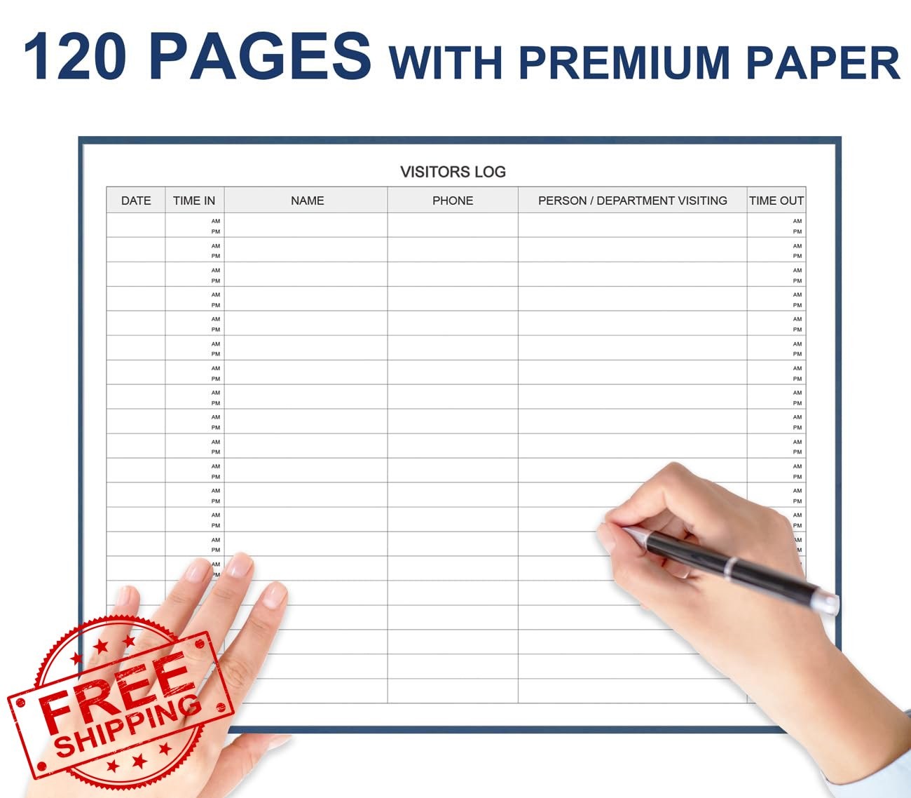 Tuun Fuplan Visitor Register Book Blue Hardbound 9″x7″ 120 Pages