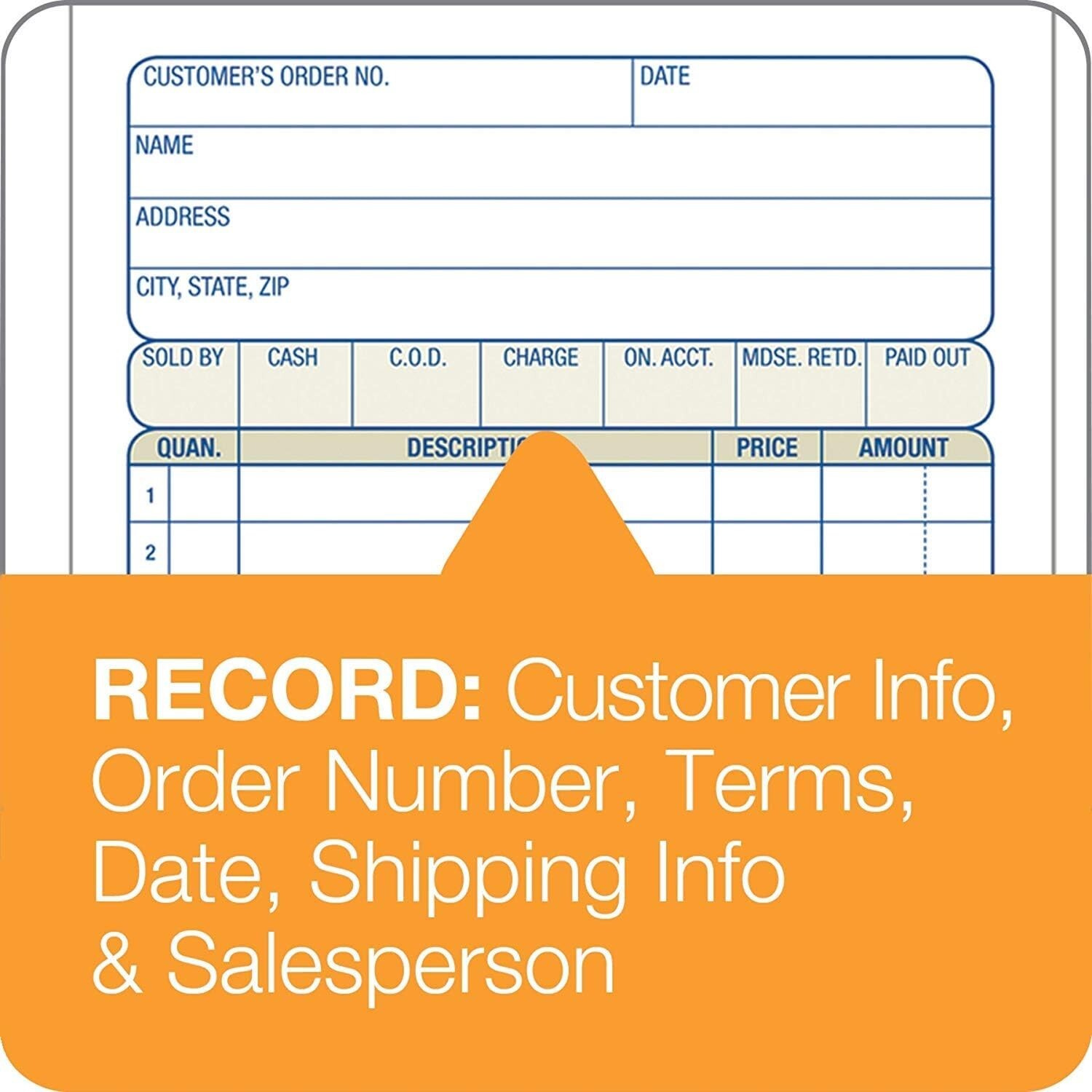 Consecutive Numbered Carbonless Sales Order Books – 2-Part, 7-3/16 Inches High