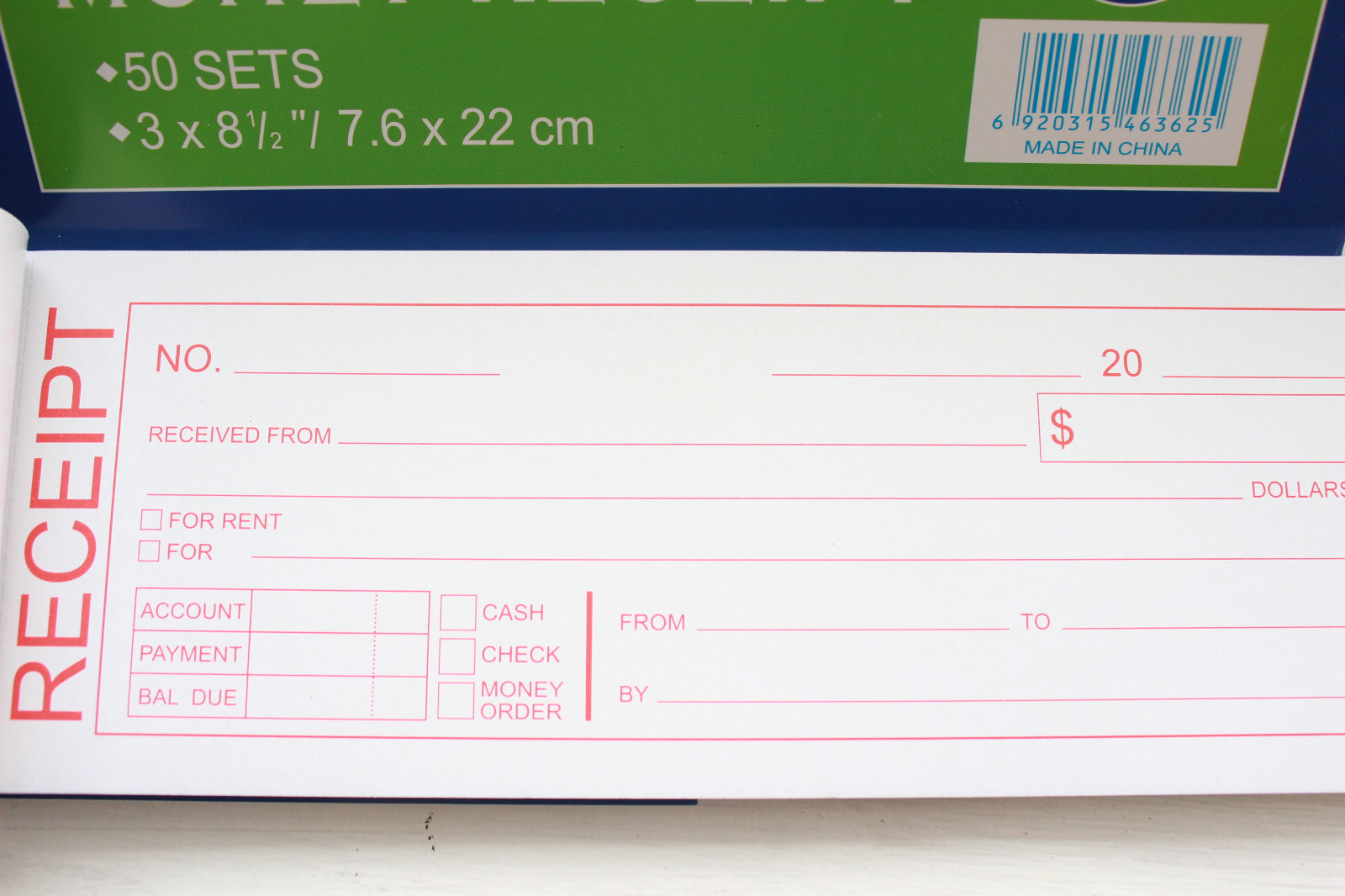 10X Rent receipt Cash Money record book 2 part 50 sets duplicate form Carbonless
