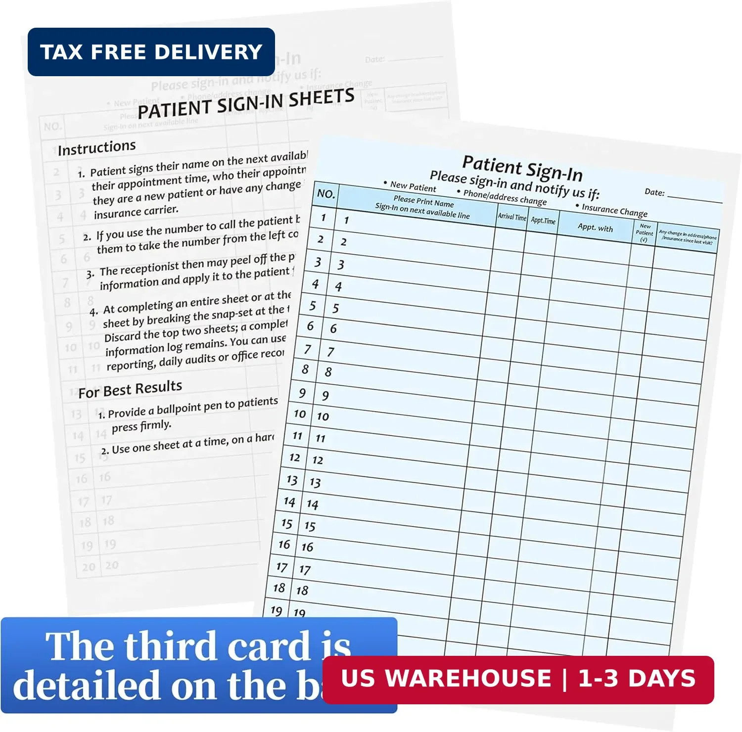 30Packs,Patient Sign in Sheets,HIPAA Compliant,Adhesive Peel-Off Patient Form