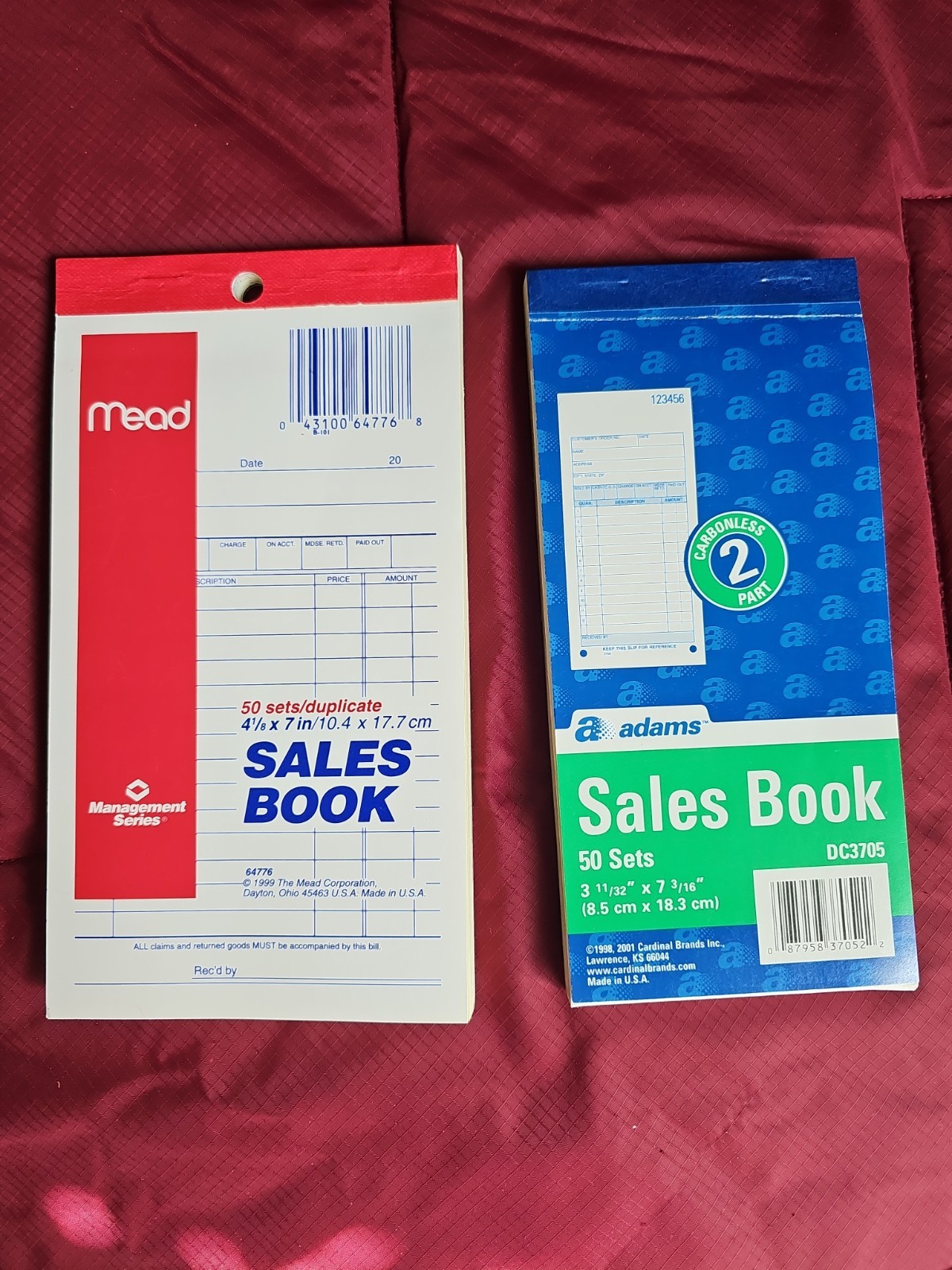 Vintage Mead Adams Sales Books Lot Carbonless Duplicate Receipt Books