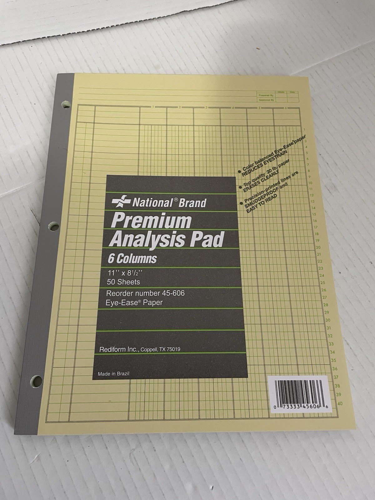National Brand Premium Analysis Pad – 6 Columns, 11″ x 8.5″, 50 Sheets – 45-606