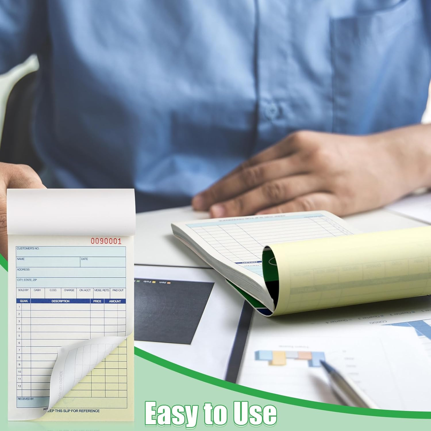 45 Pads Sales Order Books 2 Part Carbonless, Receipt Book with Carbon Copies, 50