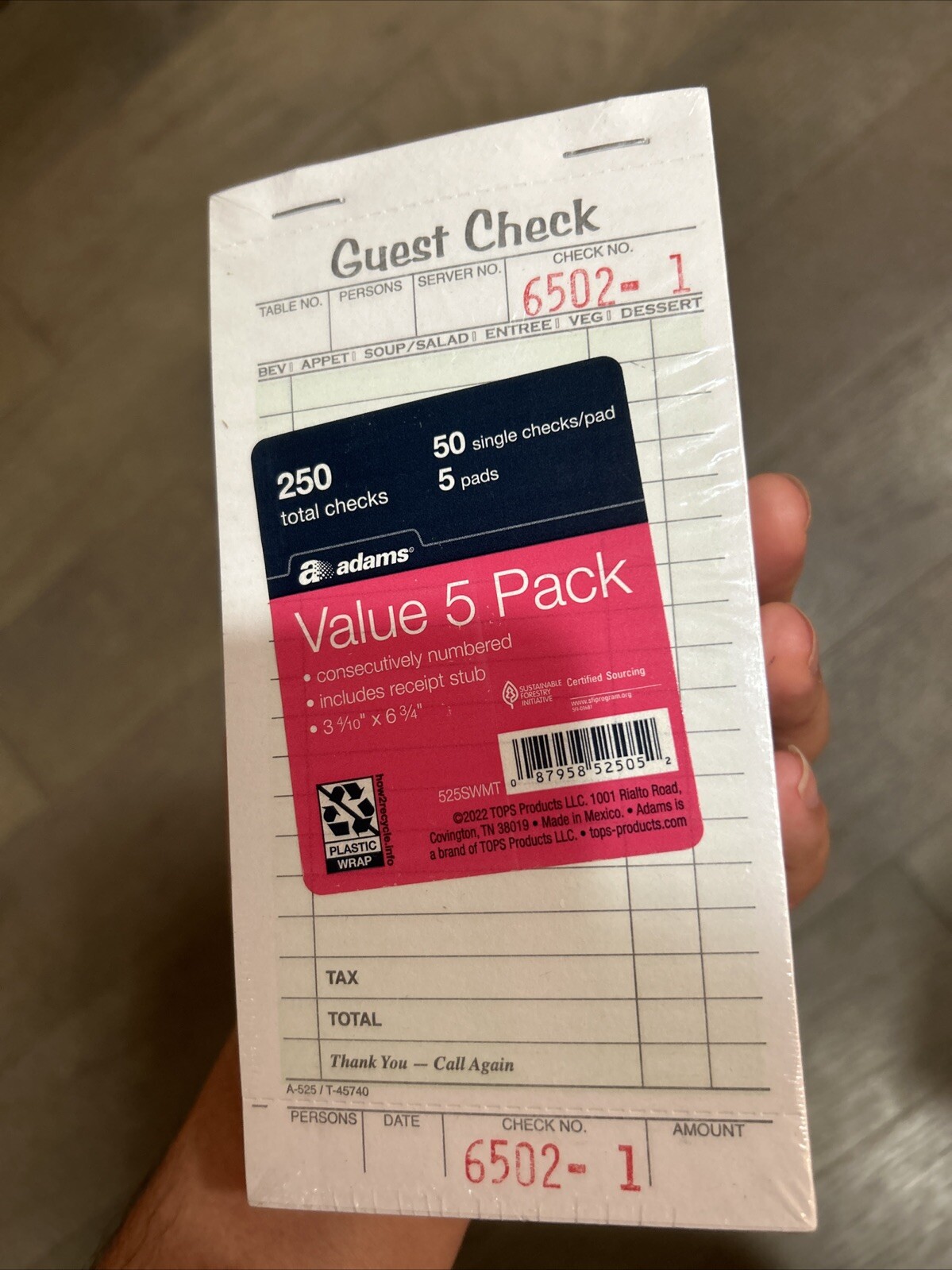 Adams Guest Check Value 5 Pack (5 Pads) 525SWMT