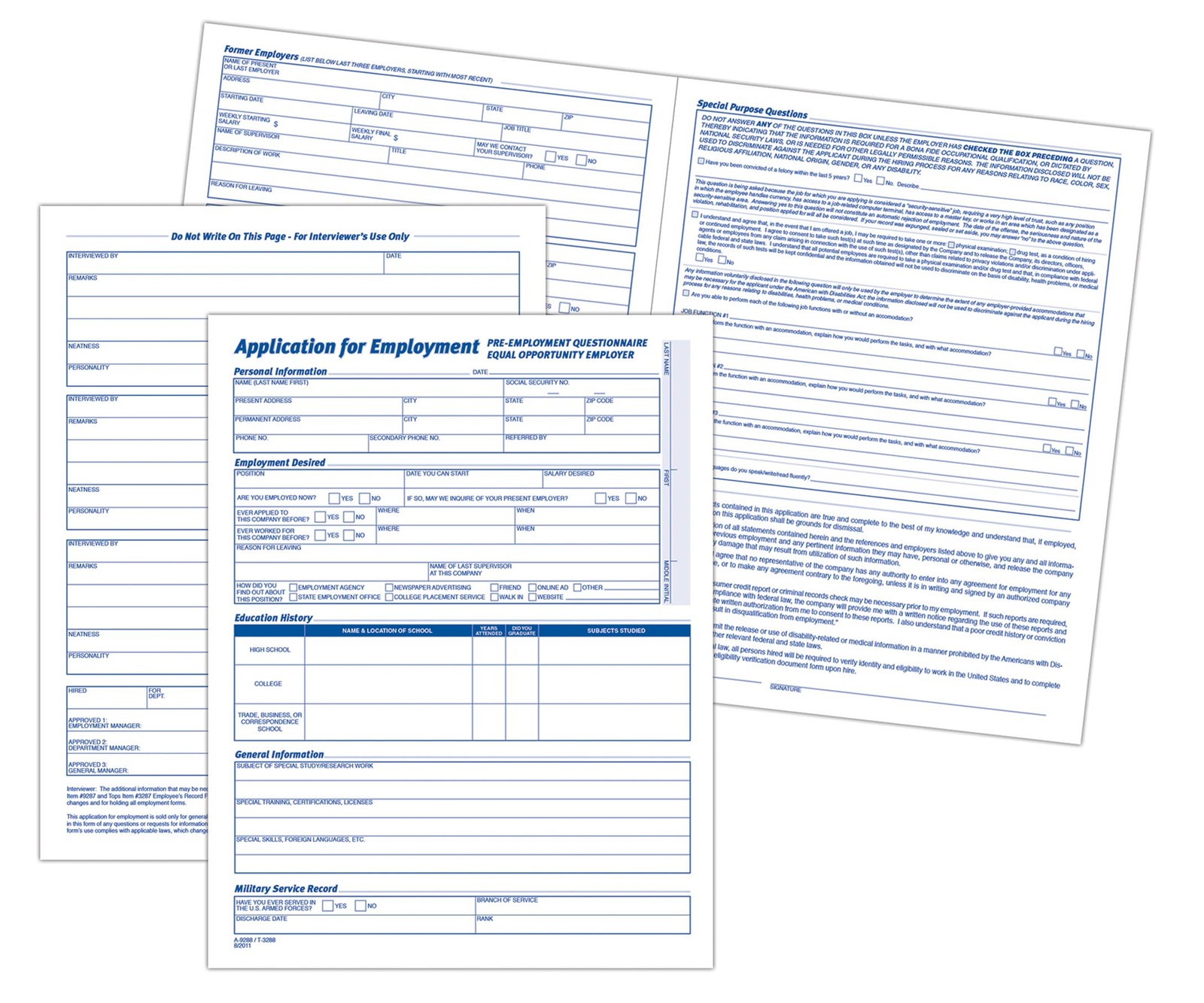 Adams Applications for Employment, 8.5 x 11 Inch, 25-Pack, White