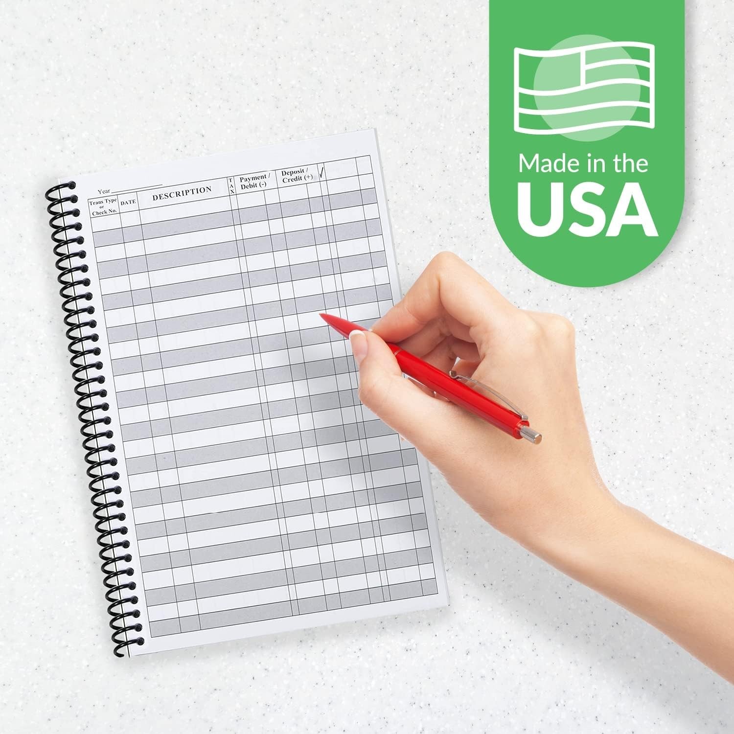 Deluxe Pink Expense Tracker & Check Register Notebook for Personal Finance