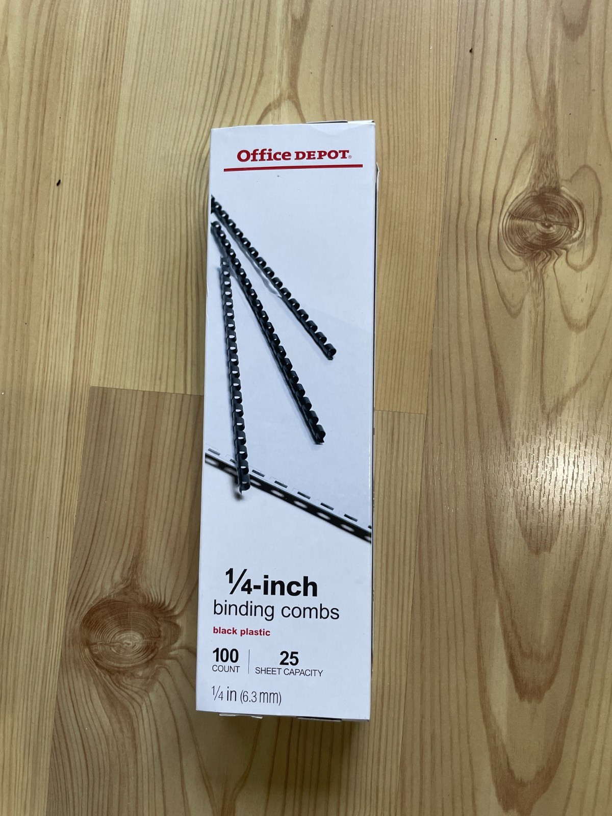 Office Depot 1/4″ Plastic Binding Combs – 100 Count – Black – OPEN BOX