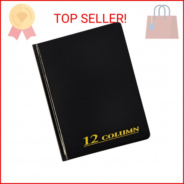 Adams Account Book, 7 x 9.25 Inches, Black, 12-Columns, 80 Pages (ARB8012M)