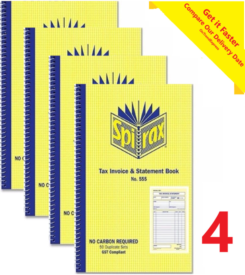 NEW 4 x Spirax 555 Invoice & Statement Book Dup 207 x 144mm 40897