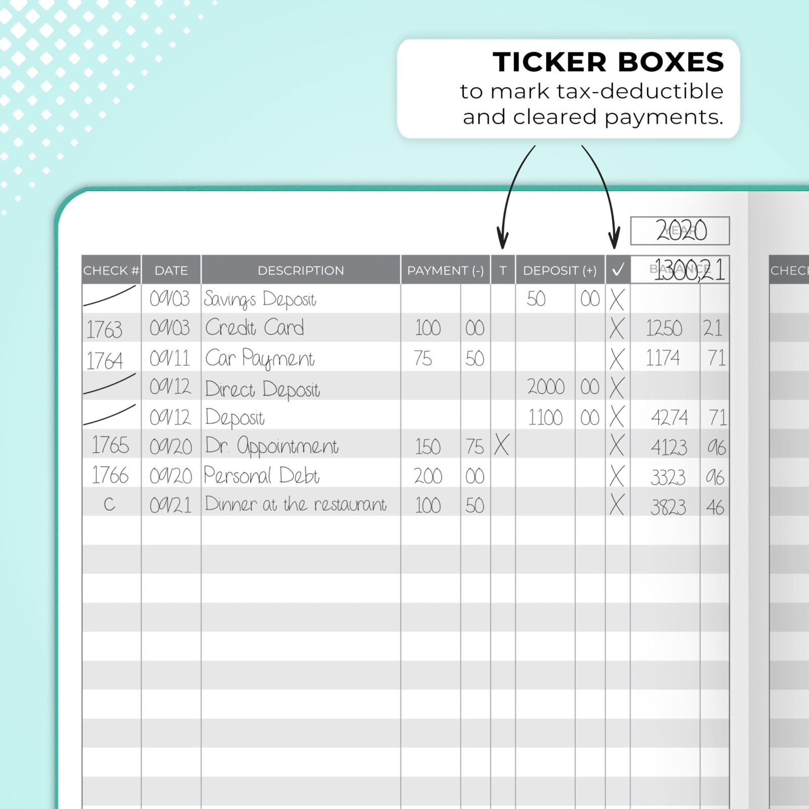 Deluxe Check Register Log Book – A5 Hardcover, Transaction & Bank Account Tracke