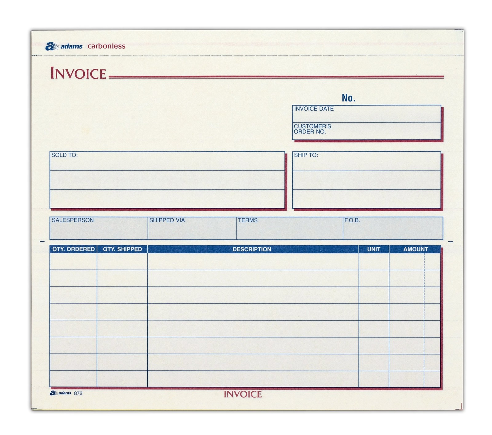 Adams Invoice Unit Sets, 7.44 x 8.5 Inches, 3-Part, Carbonless,