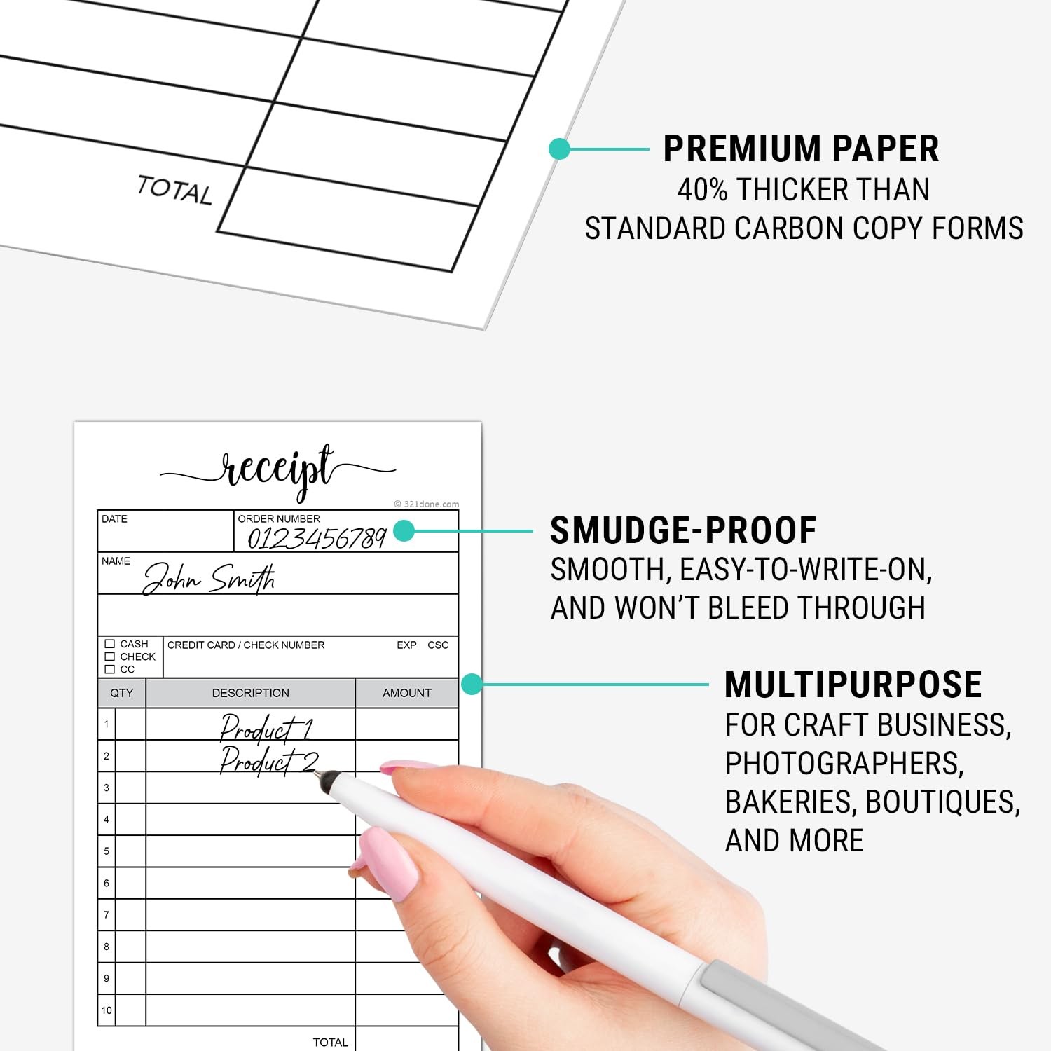 Receipt Book with Carbon Copies for Small Boutique Business – 2-Part Carbonle…