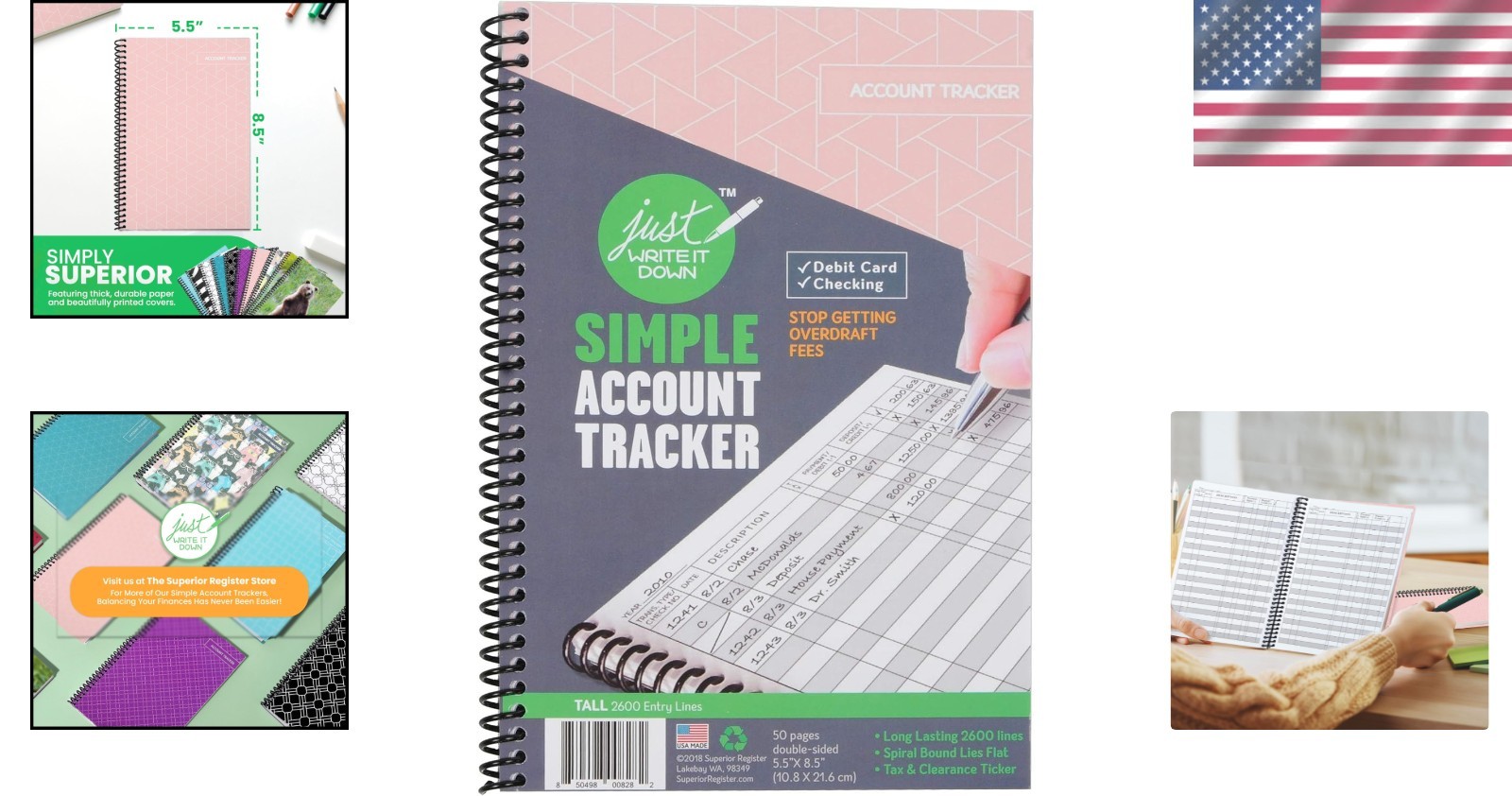 Deluxe Checking Account Ledger – Pink Notebook for Personal & Business Expenses