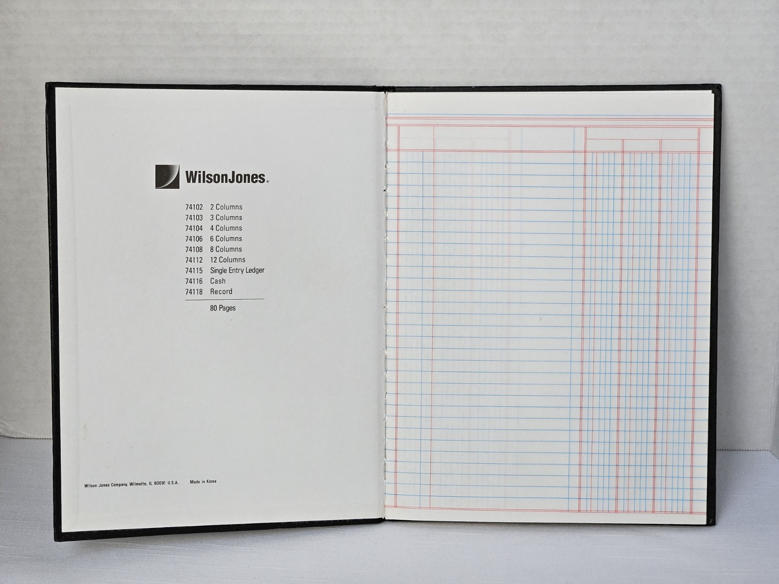 Wilson Jones 3 Column Accounting Ledger Book, 31 Lines, 80 Pages, Hard Cover Blk