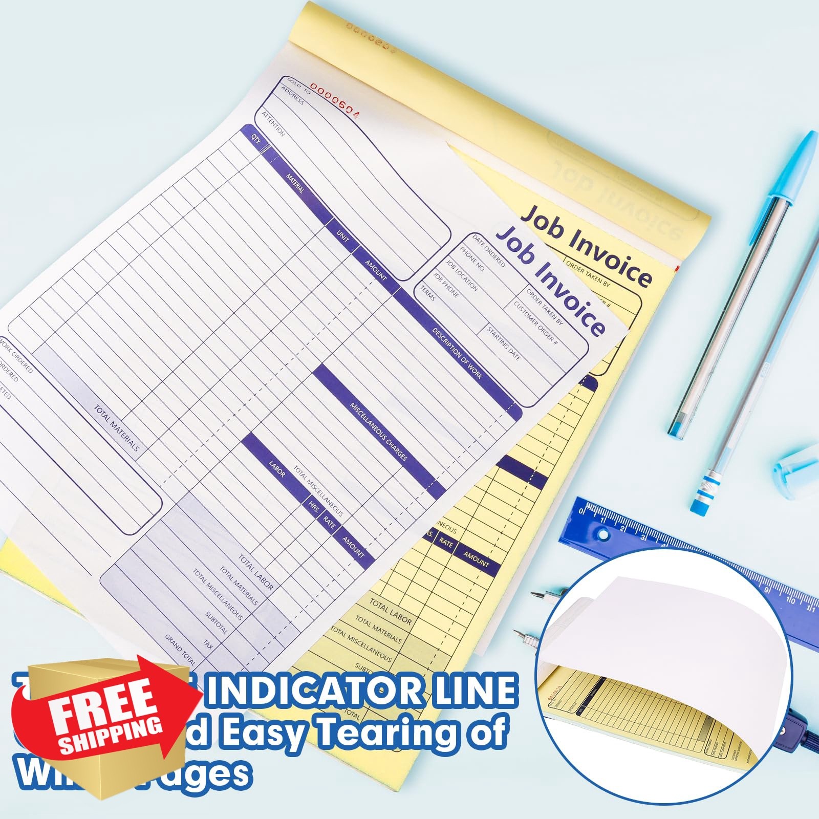 WANGDEFA 1 Job Work Order Forms 2-Part Carbonless