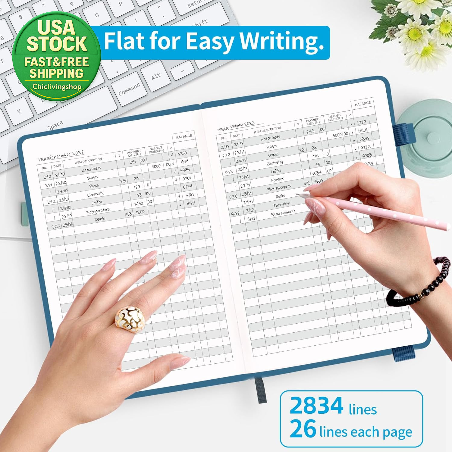 Check Register Accounting Ledger Log Book Personal Budget 5.8 X 8.3 Blue