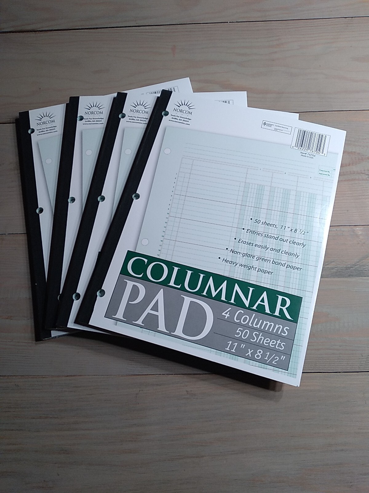 Lot Of 4 Norcom Columnar Pad 4 Columns 11 x 8.5 Inches 50 Sheets Ledger