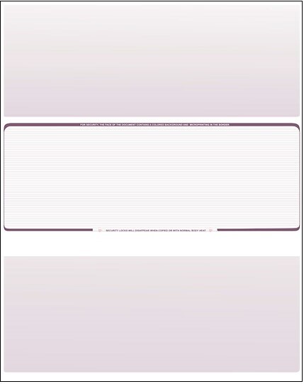 2500 Blank Check Stock Paper – Check in Middle – Burgundy Pinstripe