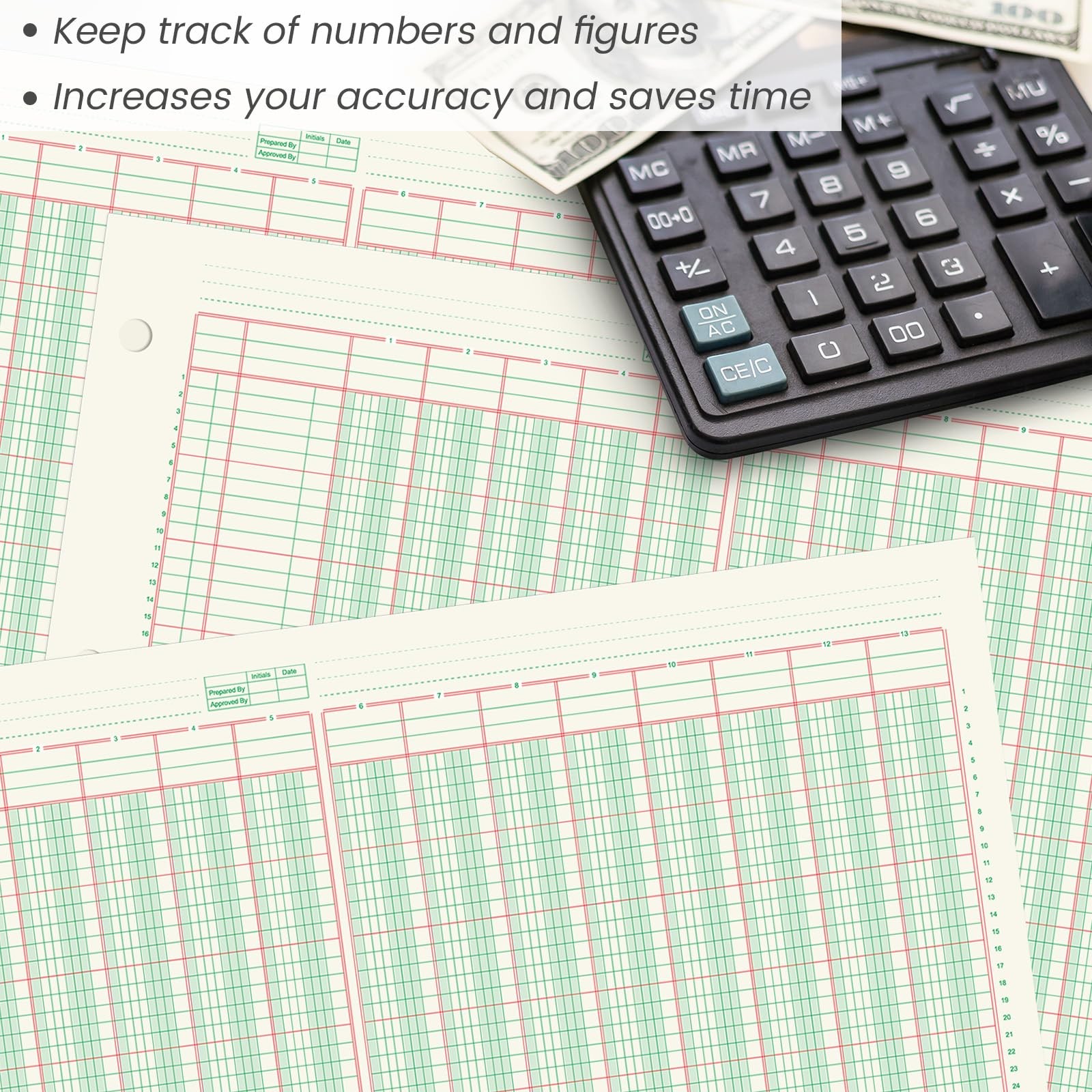 gisgfim 13 Column Ledger Columnar Analysis Pad 3 Hole Green