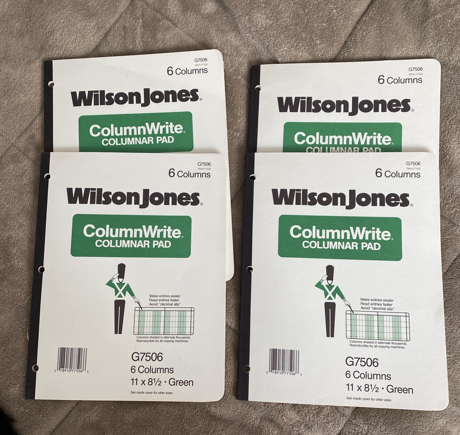 Wilson Jones Columnar Pad 50 Sheets & 6 Columns 11×8.5″ FOUR BOOKS G7506 Green