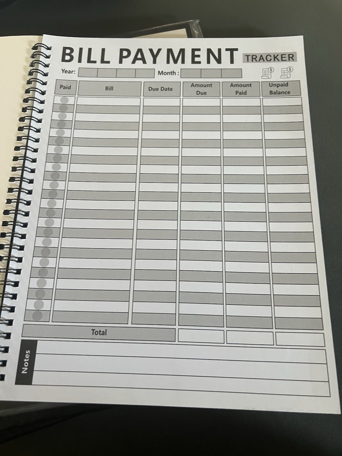 6pcsBill Tracker Notebook: Monthly Bill Payment Checklist – 8.5″ x 11″