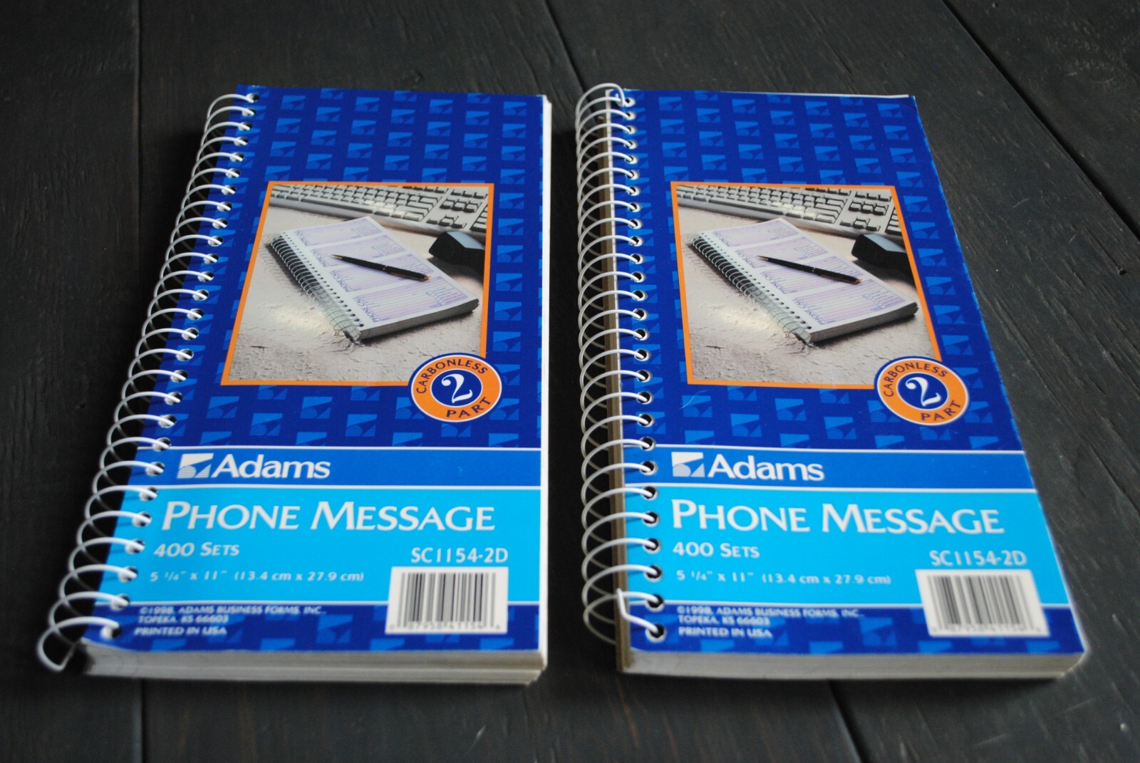 2 Vintage Adams Carbon copy phone message books spiral bound Unused 800 Sets