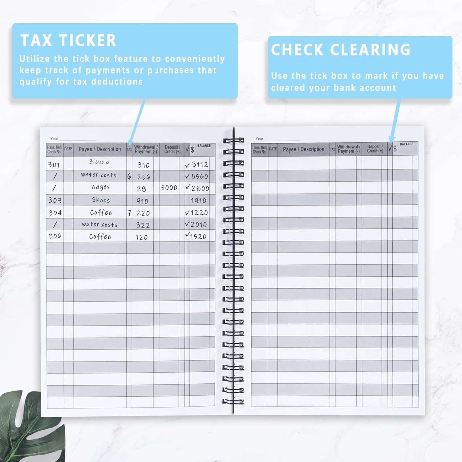5 Pack A5 Checkbook Register Account Ledger Expense Tracker Transaction Book