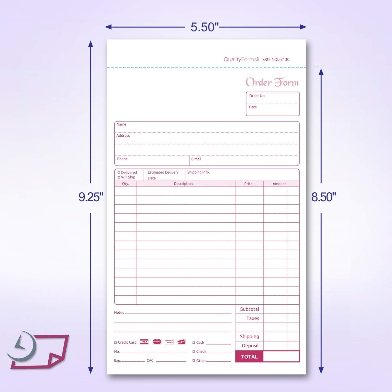 Wraparound NCR Order Forms – 50 Carbonless Sets, Perfect for Customer Orders
