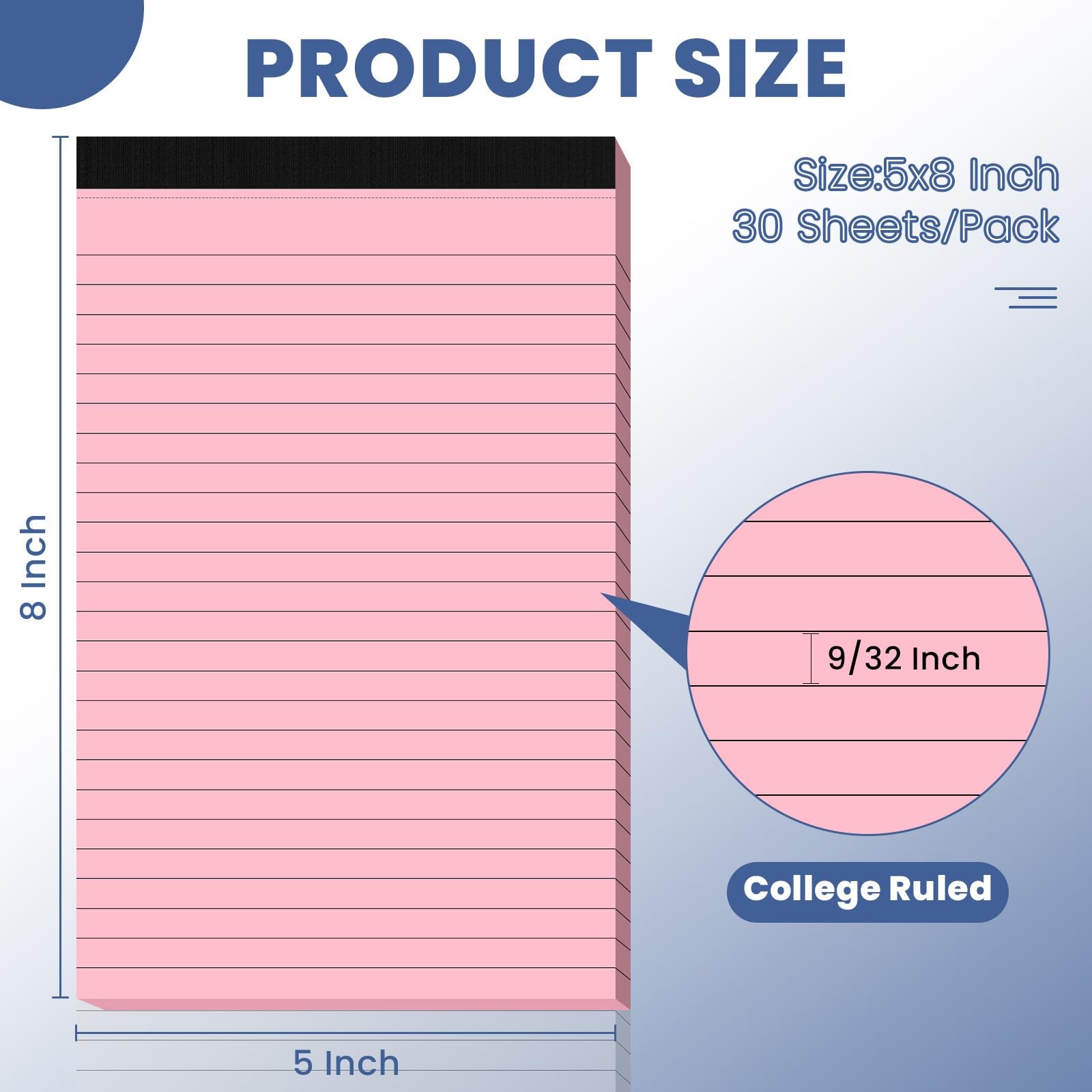 Ciphyfee 6pcs Small Note Pads, Pink Notepads 5×8 College inches,