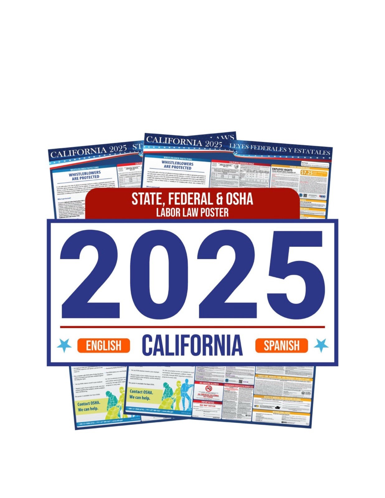 2025 California State and Federal Labor Law Poster – English Spanish Combo – New