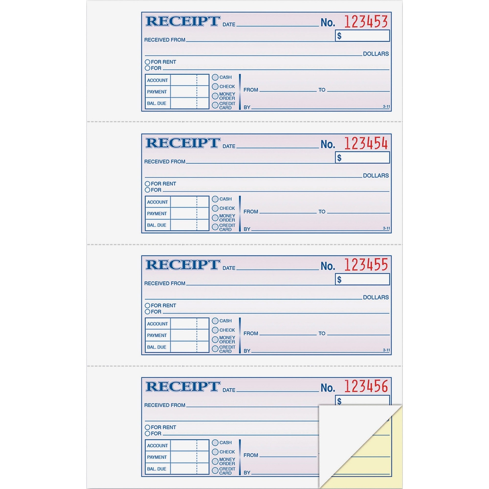 Adams® Money/Rent Receipt Record Book, 2-Part, Carbonless, 4 per Page, 200…