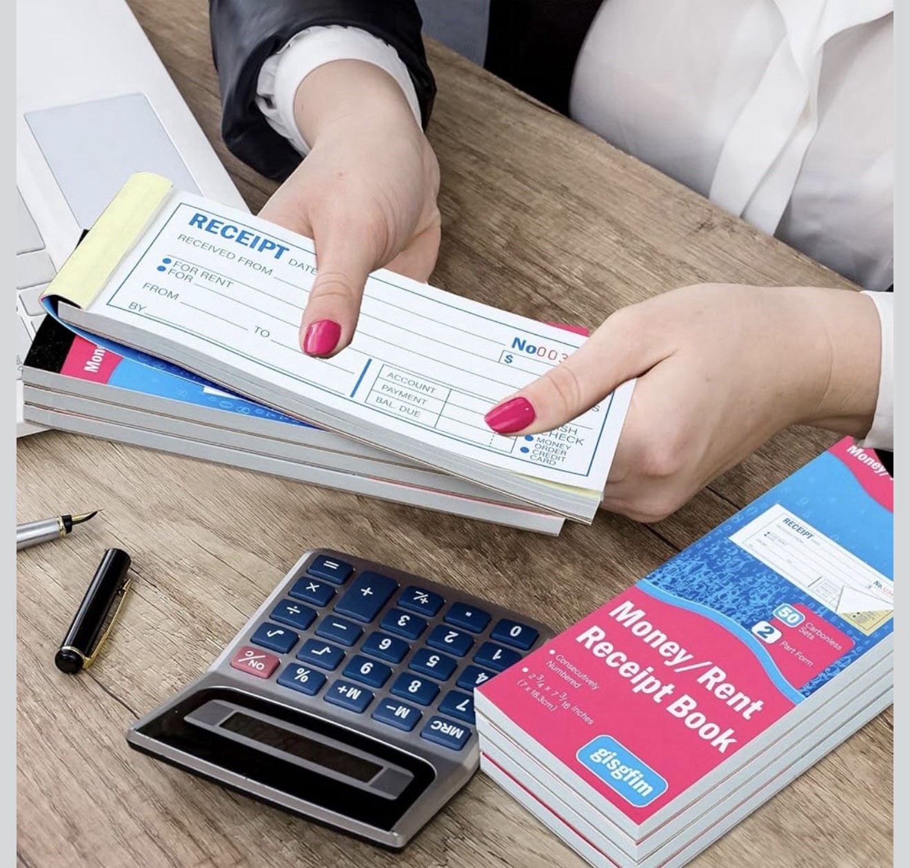 4 Pads Receipt Book with Carbon Copies Money and Rent Receipt Book 2 Part Carbon