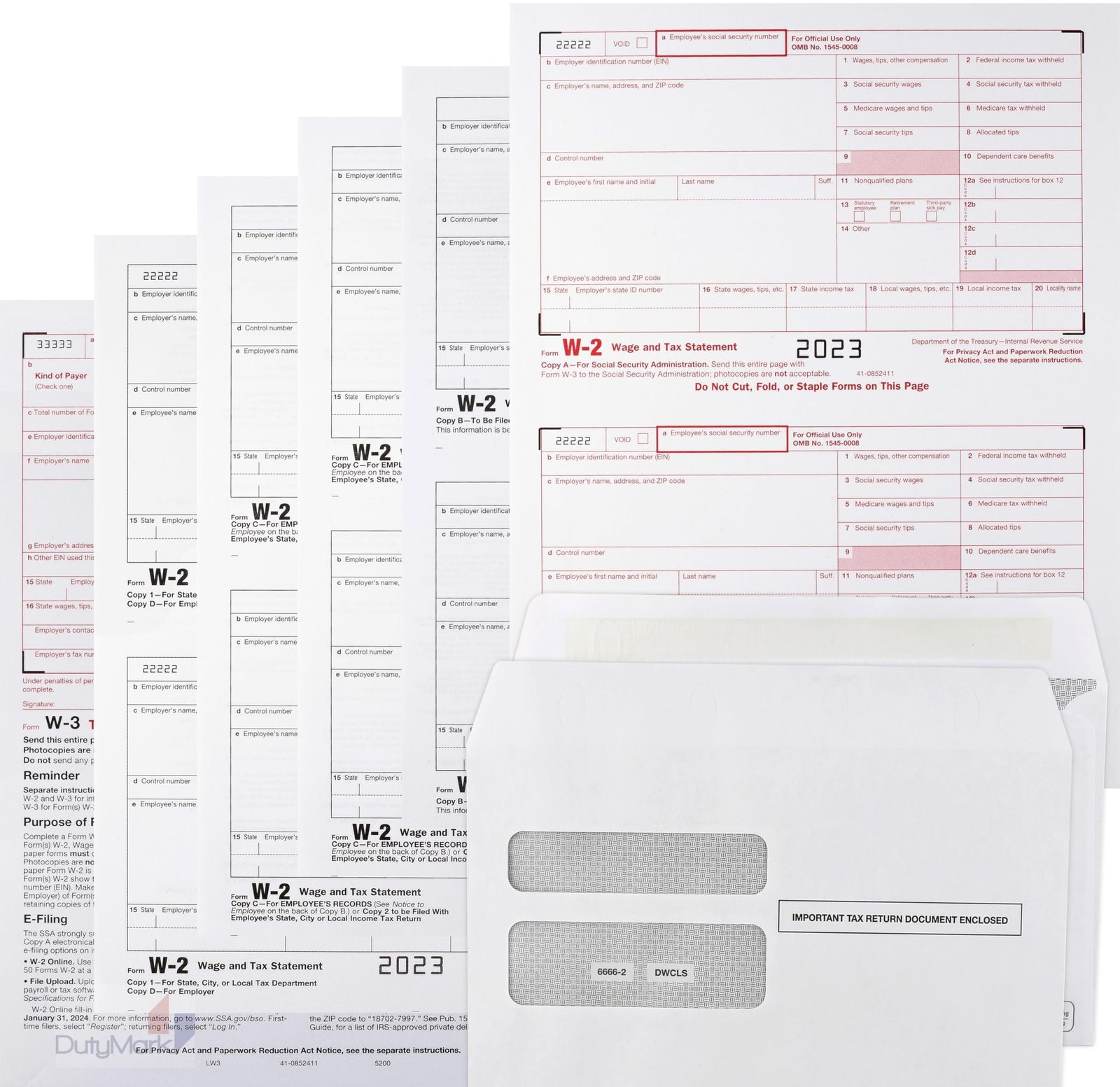 W2 Forms 2023, Complete Laser W-2 Tax Forms and W-3 Transmittal – Kit for 10 …