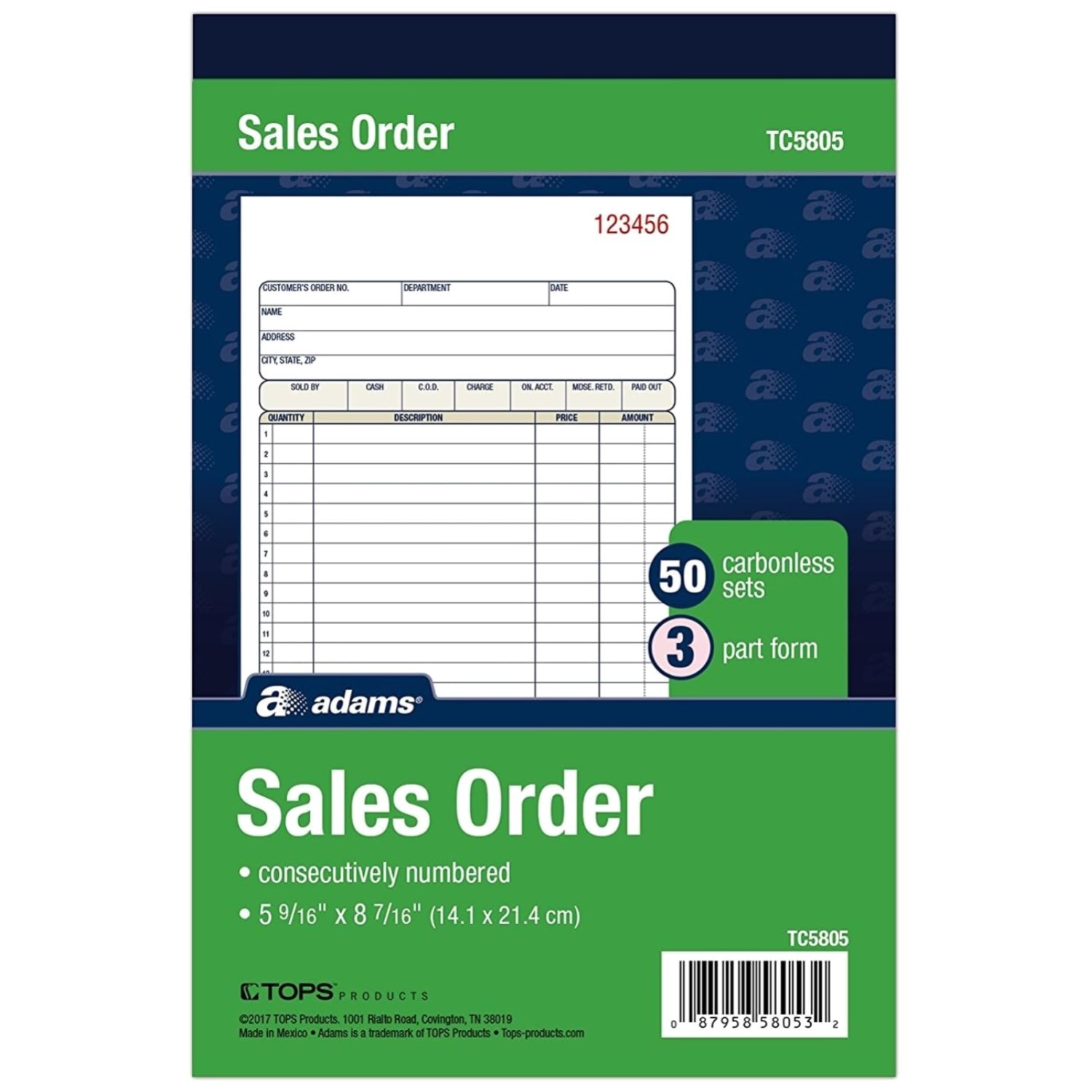 Carbonless Sales Order Book, 50 Sets, 5 Books