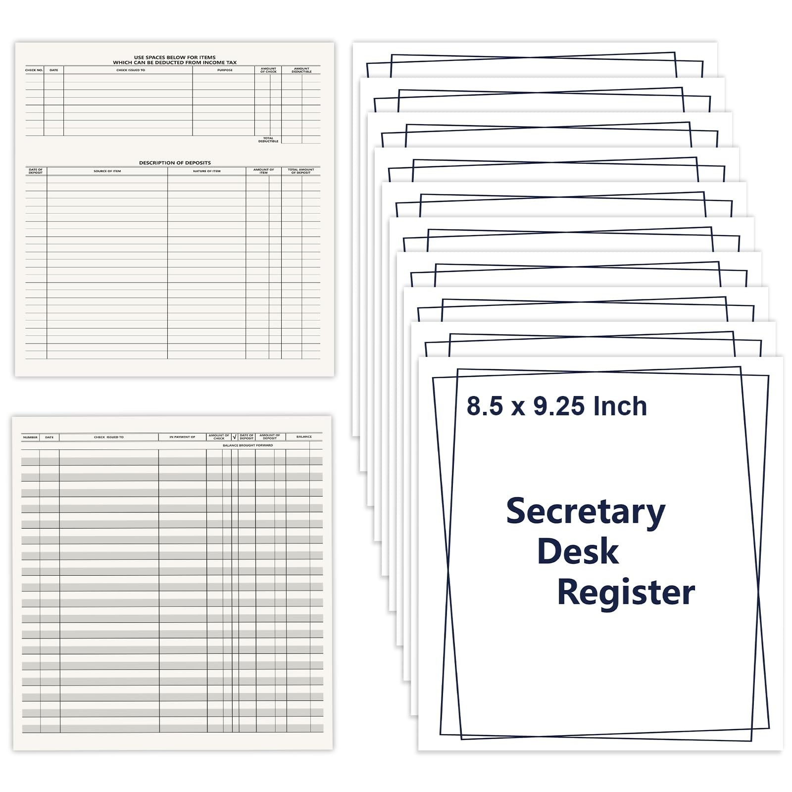 10 Pack Large Check Registers 8.5×9.25 Inch – Premium Transaction Desk Book