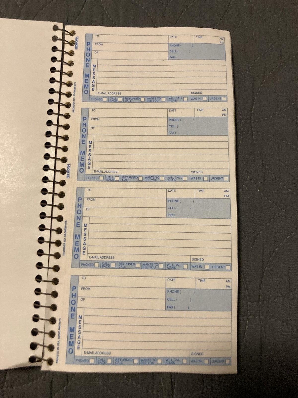 Rediform 50-076 Phone Message Book – approx. 400 Messages 11″ X 5-2/3″