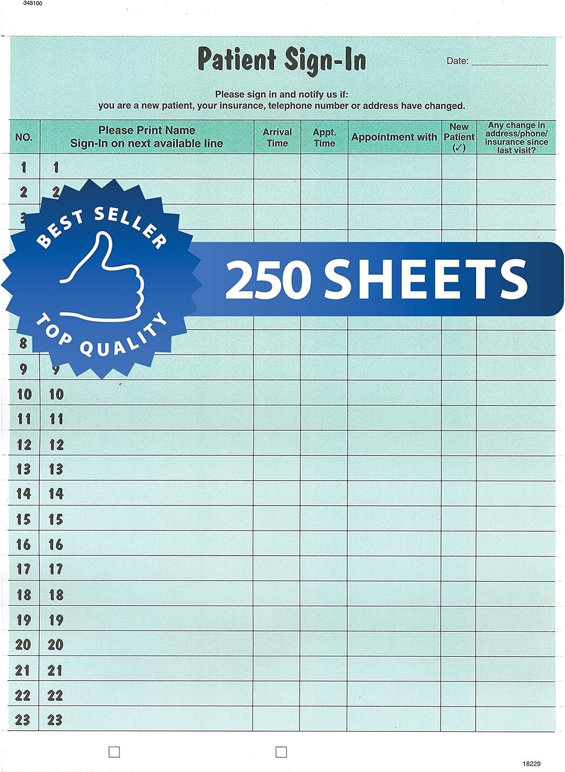 Daily Patient Logs & Sign-in Forms – 250 Sheets, 8-1/2″ x 11″, Confidential