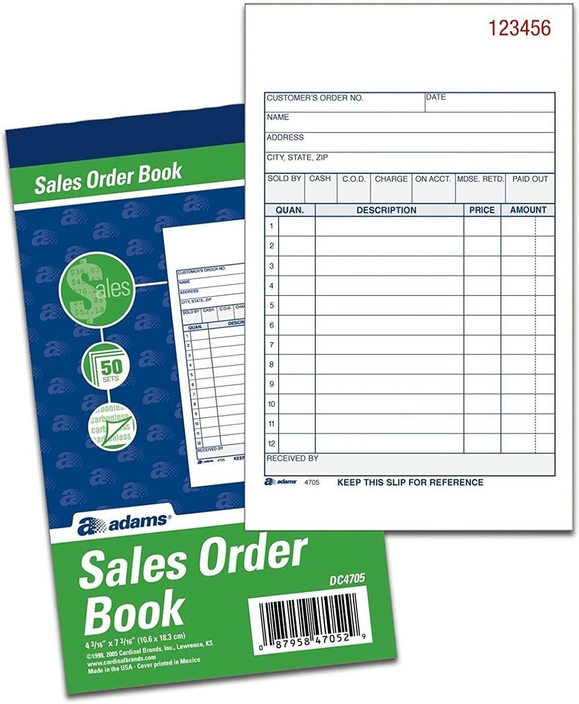 Consecutive Numbered Carbonless Sales Order Books – 2-Part, 7-3/16 Inches High