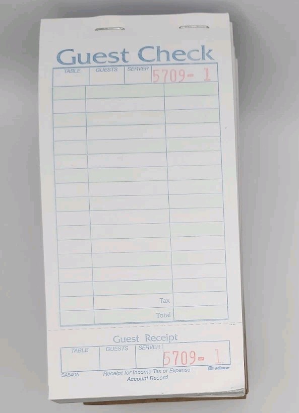 Guest Check Receipt Books 12 Books Waitress Checks