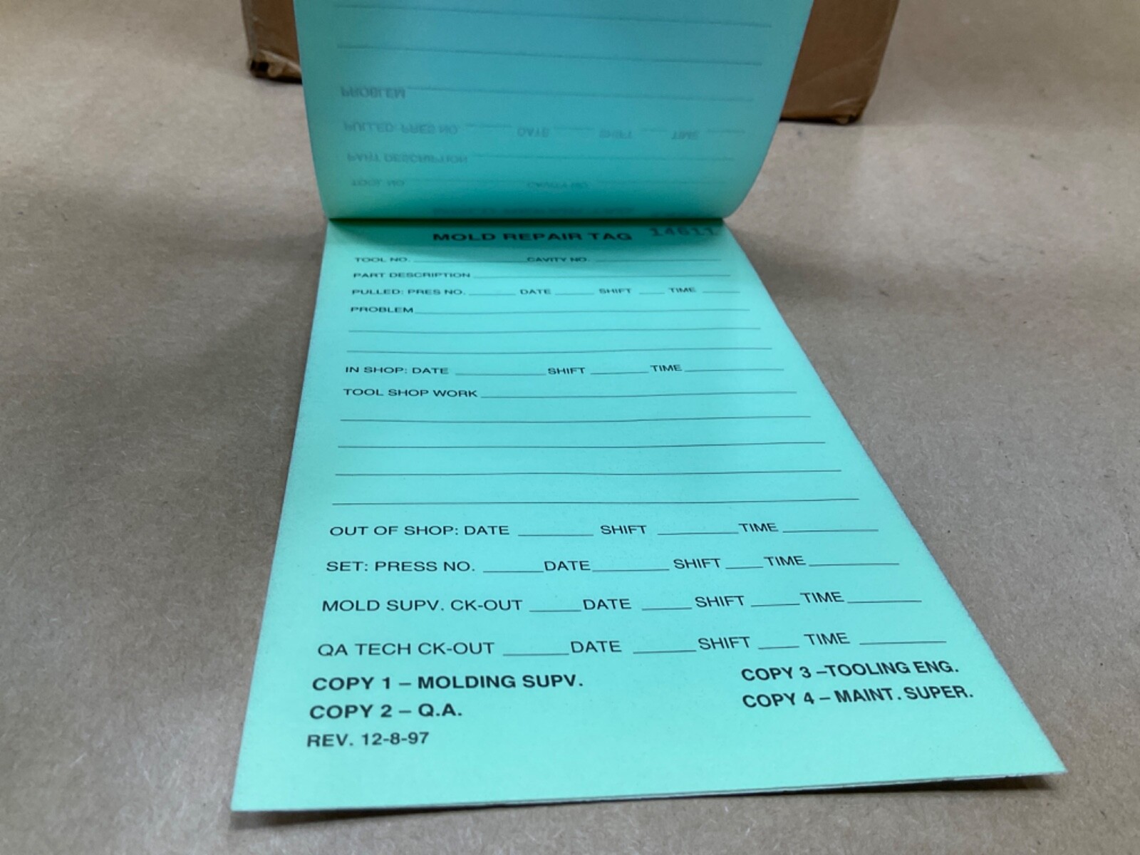 Whitlock Mold Repair Tags 5-Part 7” X 4 1/4” 1000 Count #27C36PR4