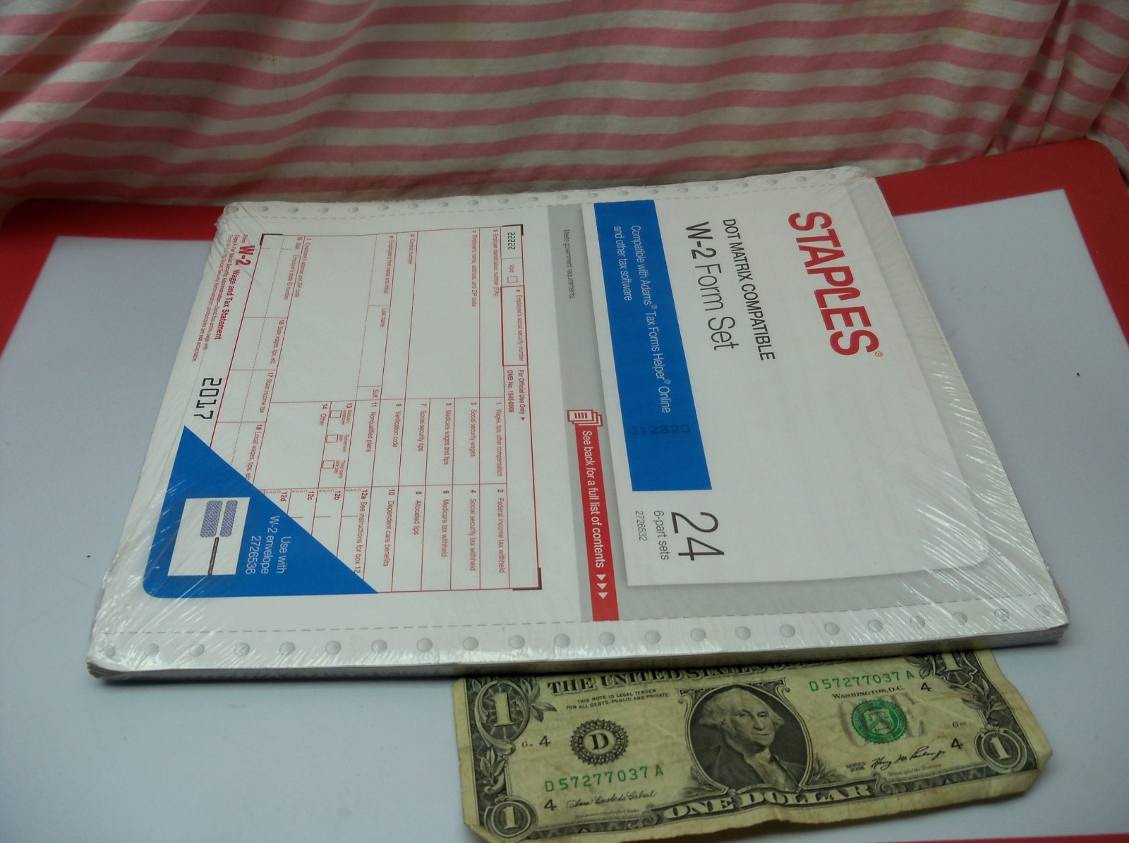 24 Count Pack of Staples Dot Matrix 2017 IRS Tax W-2 6-Part Form Sets USA W2