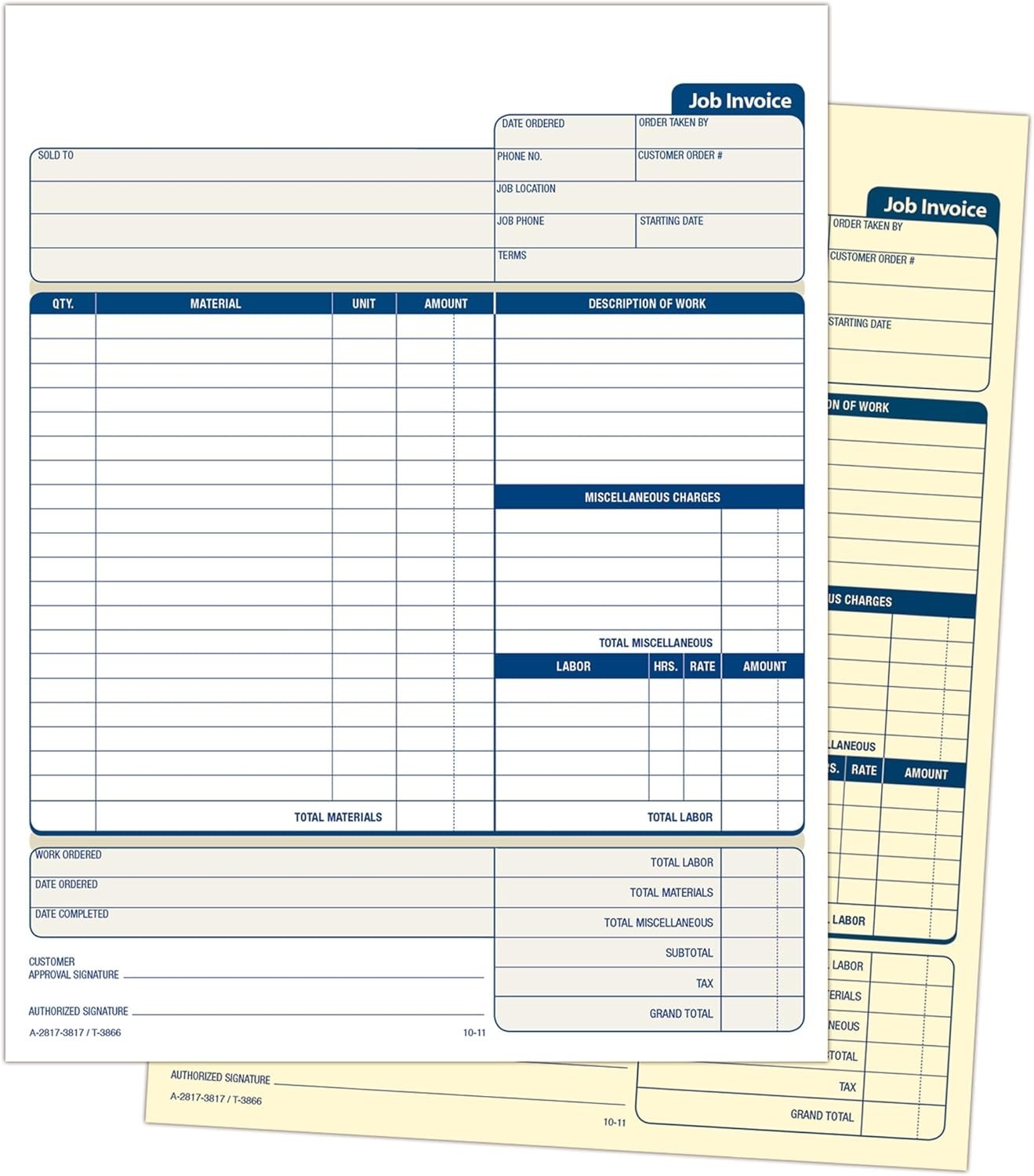 Customizable 2-Part Carbonless Invoice Forms – Perfect for Service & Repair Pros