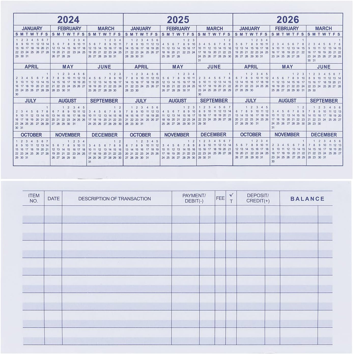 20 Pack Checkbook Register, Check Registers for Personal, Blank Ledger Transacti
