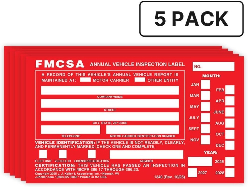 J. J. Keller 5-Pack, Aluminum Annual Vehicle Inspection Label with Punch Boxe…
