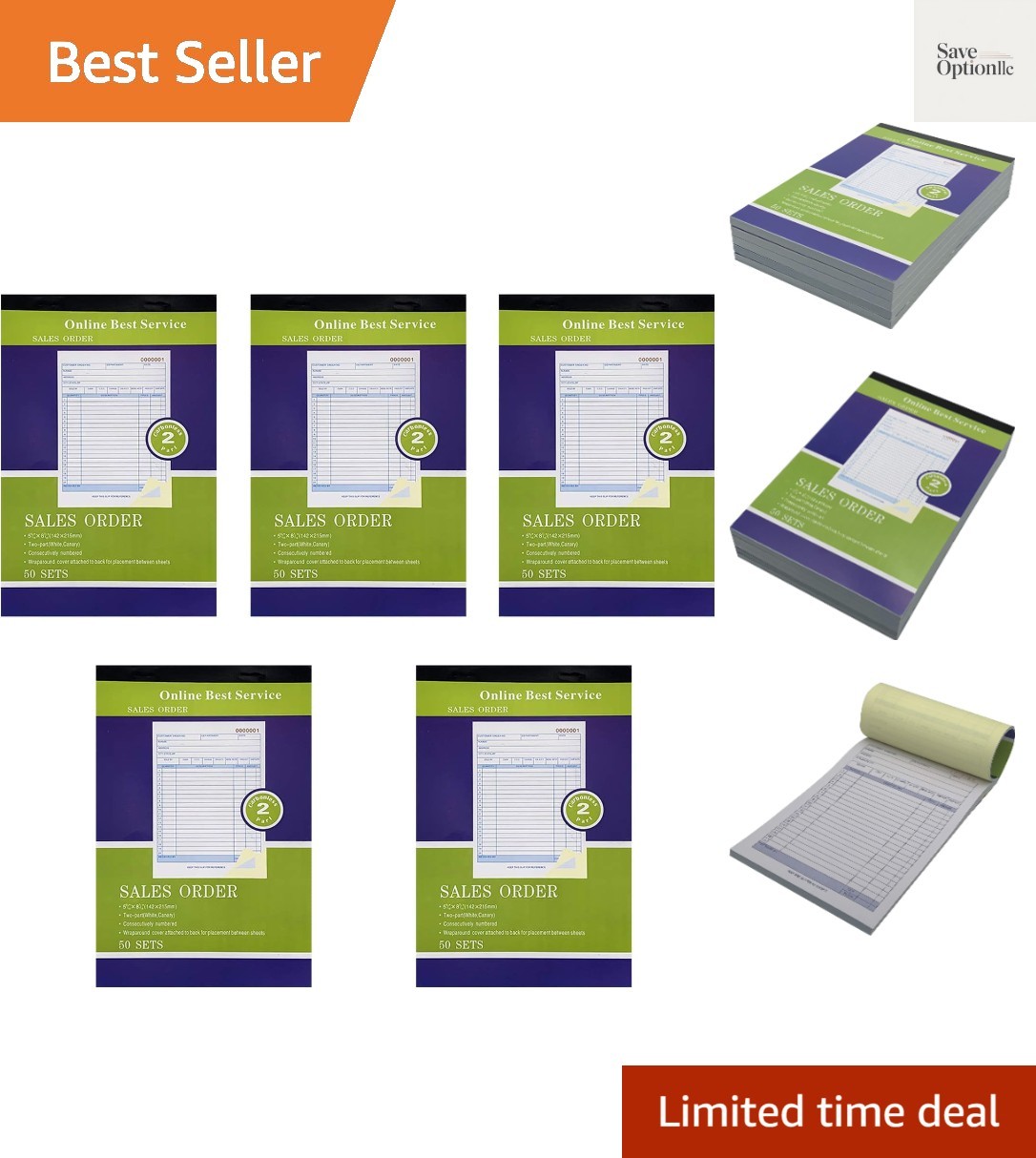 10 Pack Large Sales Order Book Receipt Invoice Duplicate Carbonless 50 Sets 5…