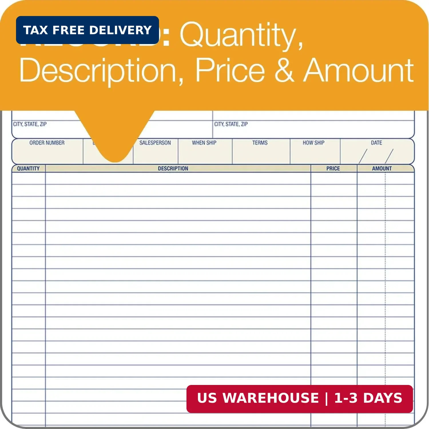 Adams Order Book, 2-Part, Carbonless, White/Canary, 8-3/8 x 10-11/16 Inches, 50