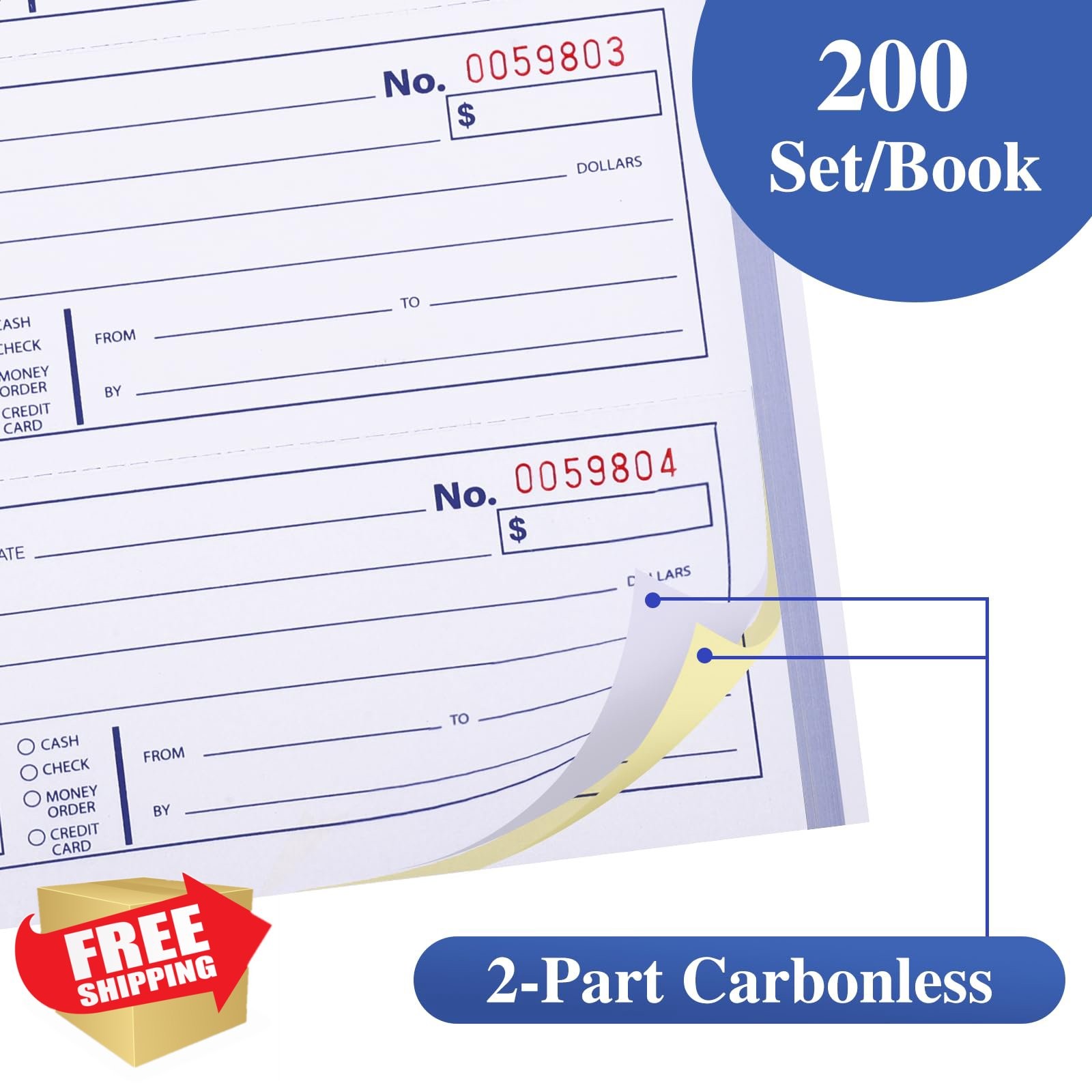 WSICSE Receipt Books 200 Sets White Yellow